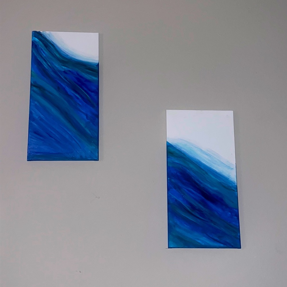 50 Shades of Blue canvas painting 2 piece set